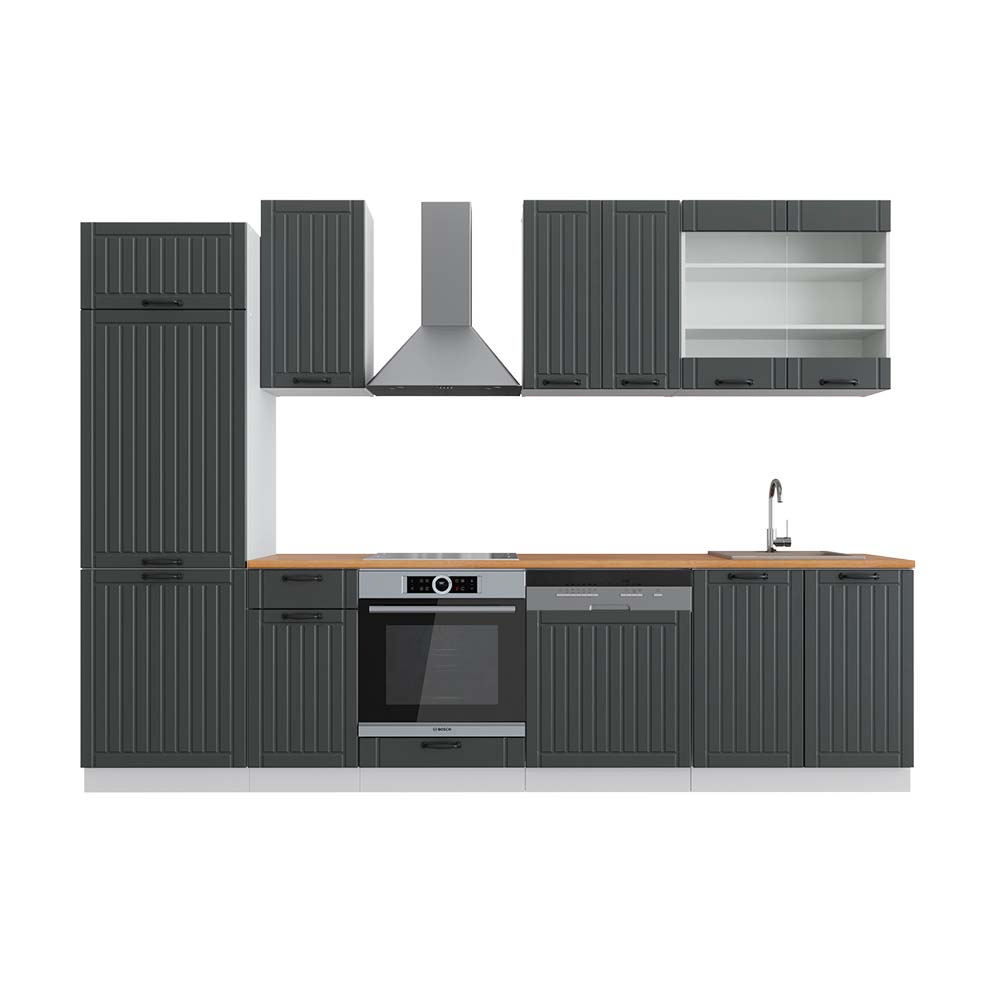Vicco Cucina componibile Antracite casa di campagna/bianco 300 cm , PL Rovere