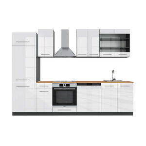 Vicco Cucina componibile Bianco lucido/antracite 300 cm , PL Rovere