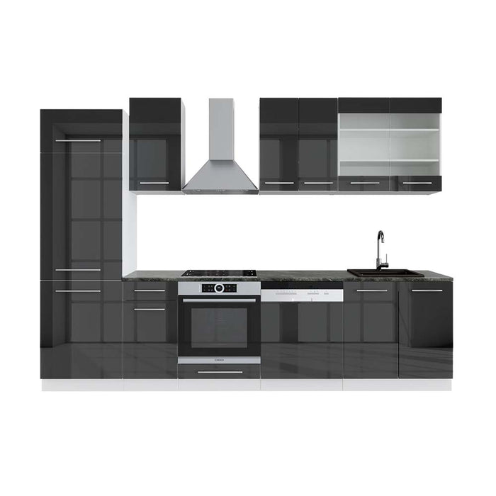Vicco Cucina componibile Antracite lucido/bianco 300 cm , PL Antracite