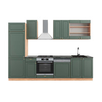 Vicco Cucina componibile Quercia verde-oro Country/oro Power 300 cm , PL Antracite