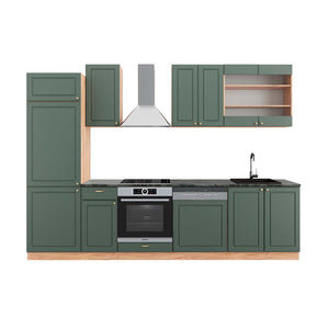 Vicco Cucina componibile Quercia verde-oro Country/oro Power 300 cm , PL Antracite