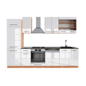 Vicco Cucina componibile Bianco lucido/oro power oak 300 cm , PL Antracite