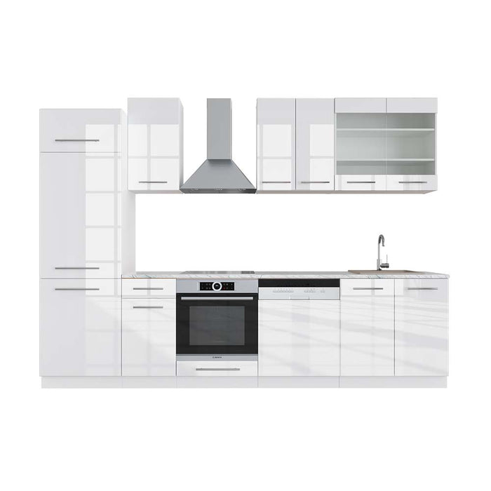 Vicco Cucina componibile Bianco lucido/bianco 300 cm , PL Marmo