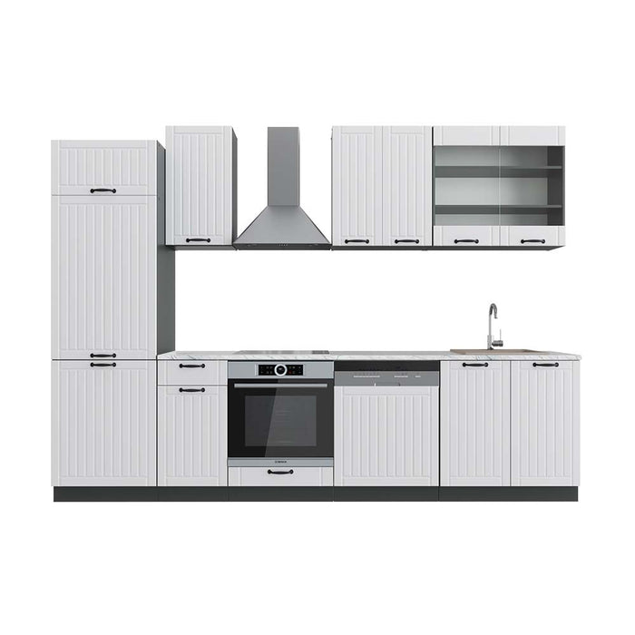 Vicco Cucina componibile Bianco casa di campagna/antracite 300 cm , PL Marmo