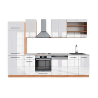 Vicco Cucina componibile Bianco lucido/oro power oak 300 cm , PL Marmo