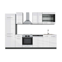 Vicco Cucina componibile Bianco lucido/antracite 300 cm , PL Marmo