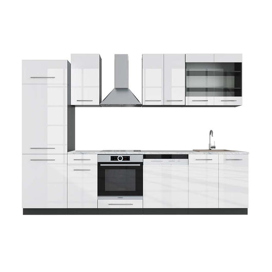 Vicco Cucina componibile Bianco lucido/antracite 300 cm , PL Marmo