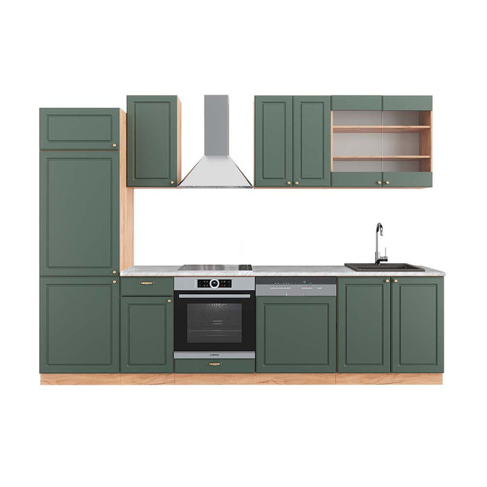 Vicco Cucina componibile Quercia verde-oro Country/oro Power 300 cm , PL Marmo