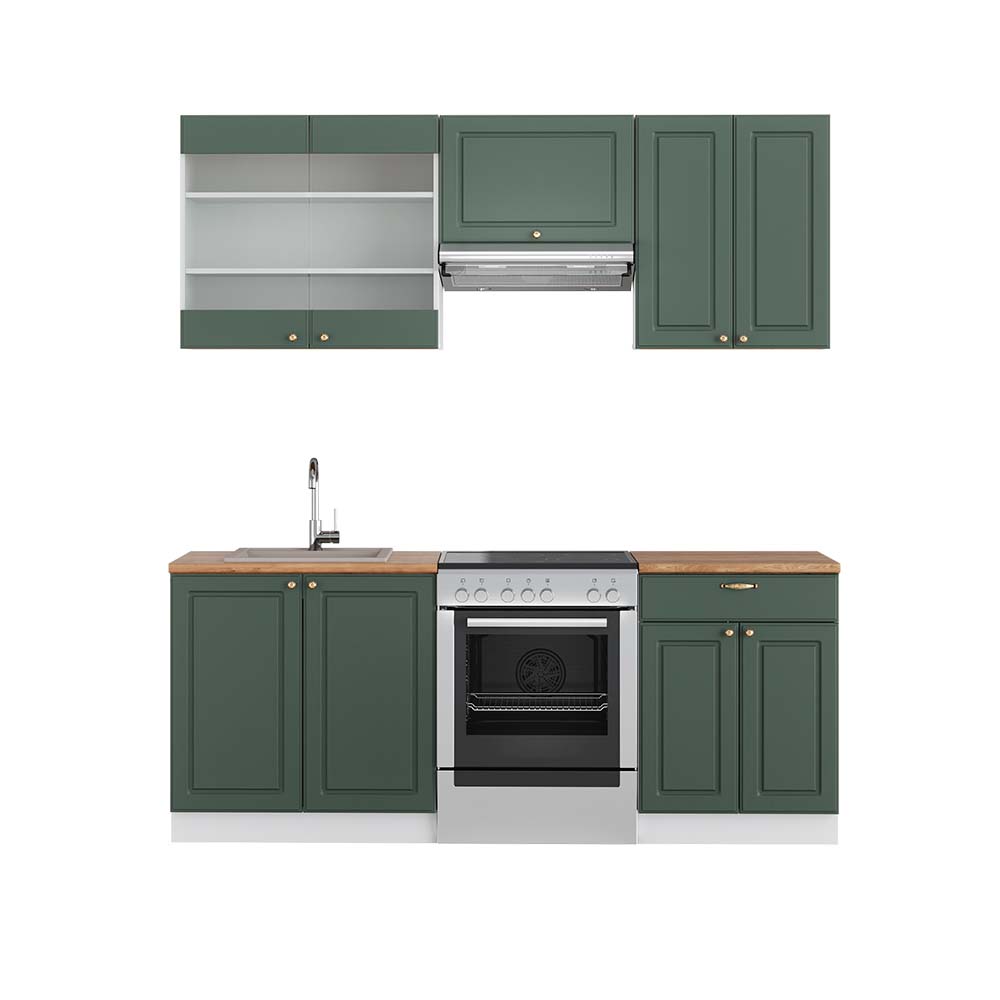 Vicco Cucina componibile Verde-oro Country House/Bianco 200 cm , PL Rovere