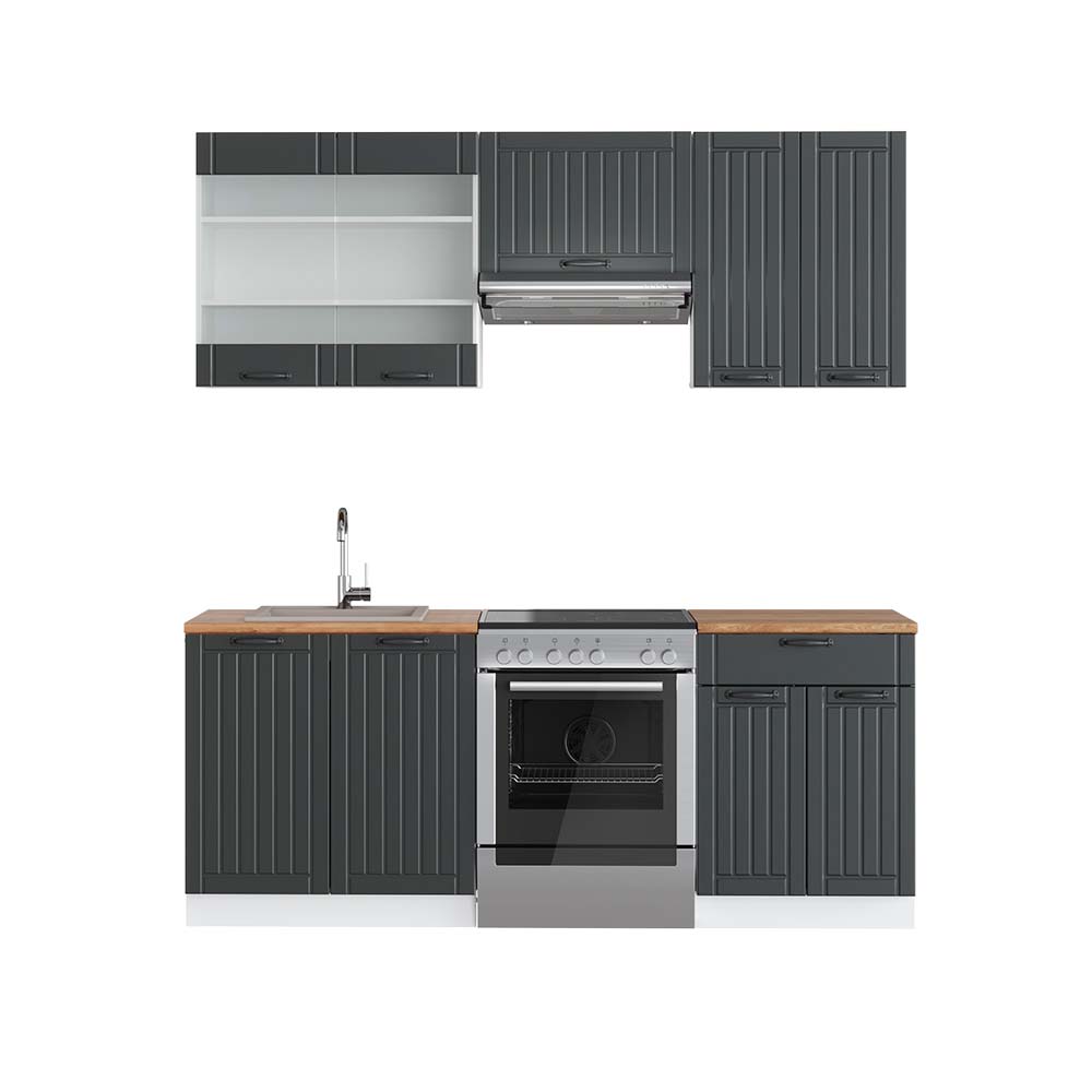 Vicco Cucina componibile Antracite casa di campagna/bianco 200 cm , PL Rovere