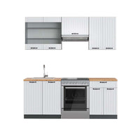 Vicco Cucina componibile Bianco casa di campagna/antracite 200 cm , PL Rovere