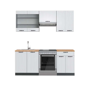 Vicco Cucina componibile Bianco casa di campagna/antracite 200 cm , PL Rovere