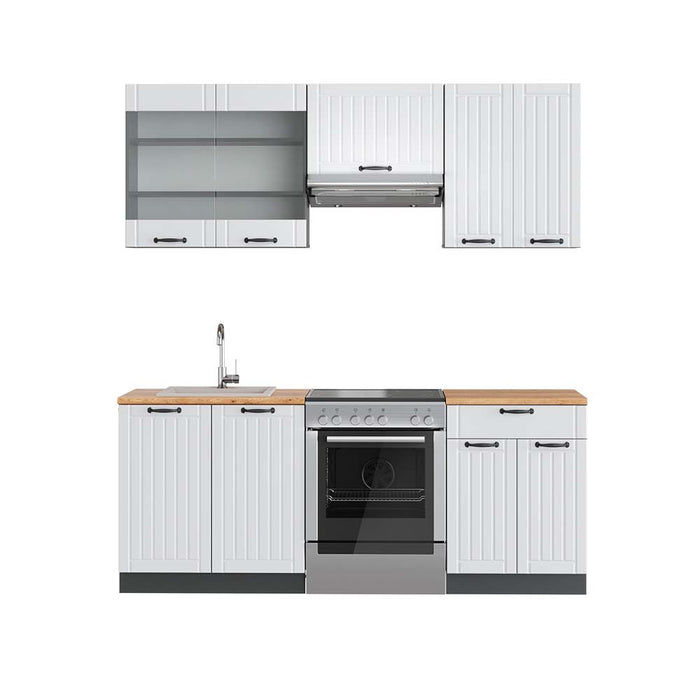 Vicco Cucina componibile Bianco casa di campagna/antracite 200 cm , PL Rovere