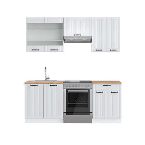 Vicco Cucina componibile Casa di campagna bianca/bianco 200 cm , PL Rovere