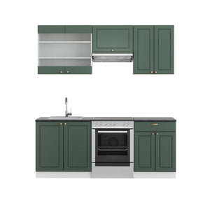 Vicco Cucina componibile Verde-oro Country House/Bianco 200 cm , PL Antracite