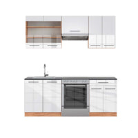 Vicco Cucina componibile Bianco lucido/oro power oak 200 cm , PL Antracite