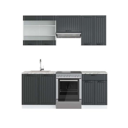 Vicco Cucina componibile Antracite casa di campagna/bianco 200 cm , PL Marmo