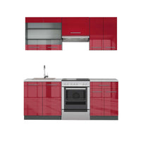 Vicco Cucina componibile Bordeaux lucido/antracite 200 cm , PL Marmo