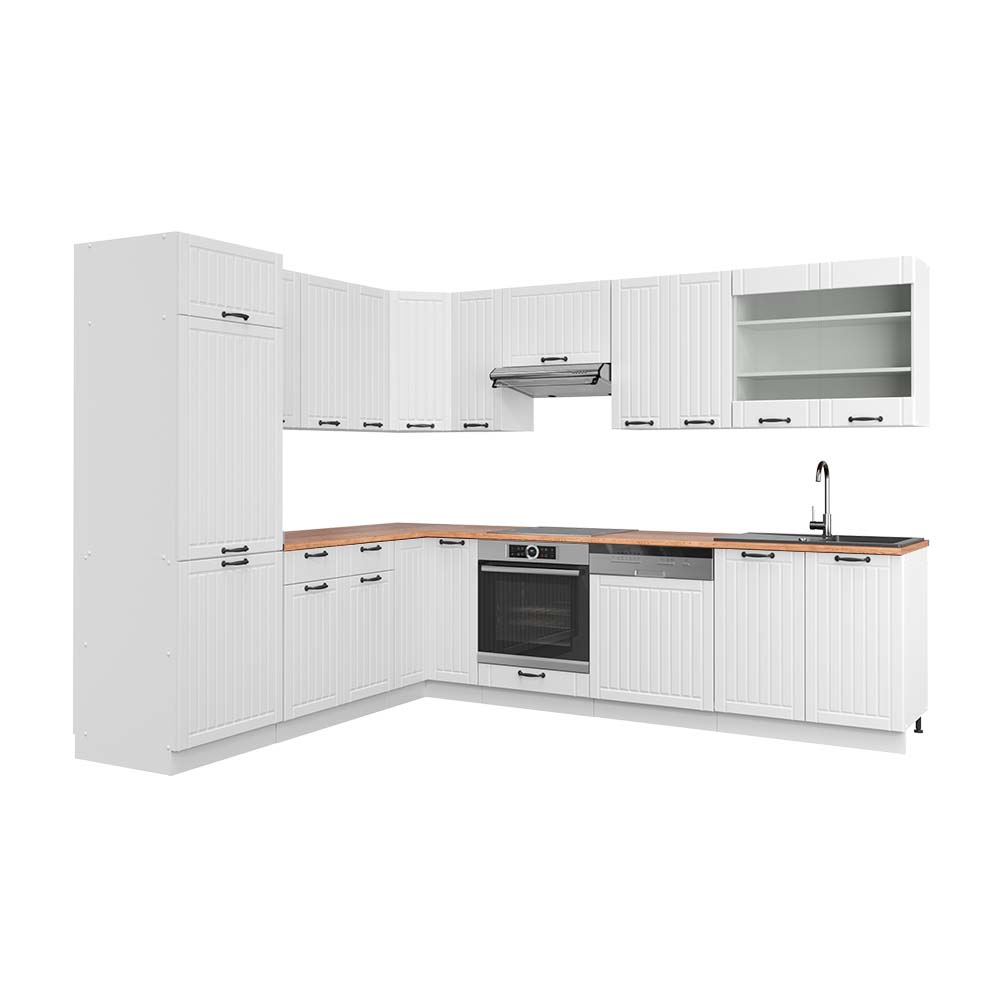 Vicco Cucina angolare completa Casa di campagna bianca/bianco 227 x 287 cm , PL Rovere