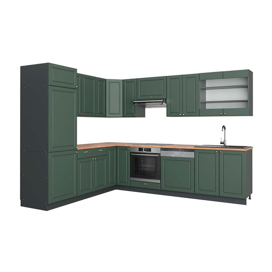 Vicco Cucina angolare completa Verde-oro Country House/Antracite 227 x 287 cm , PL Rovere