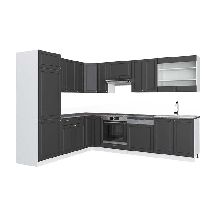Vicco Cucina angolare completa Antracite-Oro/Bianco 227 x 287 cm , PL Antracite