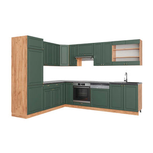 Vicco Cucina angolare completa Quercia verde-oro Country/oro Power 227 x 287 cm , PL Antracite