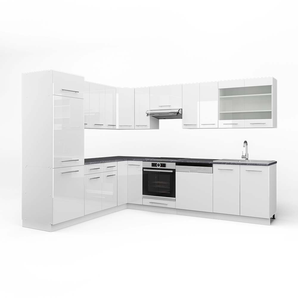 Vicco Cucina angolare completa Bianco lucido/bianco 227 x 287 cm , PL Antracite