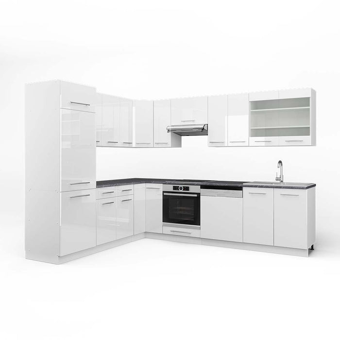 Vicco Cucina angolare completa Bianco lucido/bianco 227 x 287 cm , PL Antracite