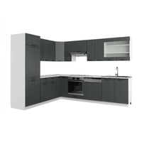 Vicco Cucina angolare completa Antracite casa di campagna/bianco 227 x 287 cm , PL Marmo