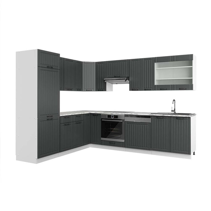 Vicco Cucina angolare completa Antracite casa di campagna/bianco 227 x 287 cm , PL Marmo