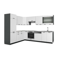Vicco Cucina angolare completa Bianco casa di campagna/antracite 227 x 287 cm , PL Marmo