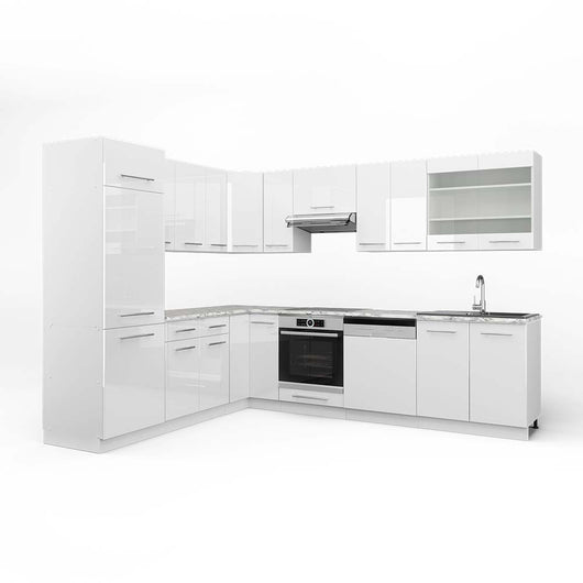 Vicco Cucina angolare completa Bianco lucido/bianco 227 x 287 cm , PL Marmo