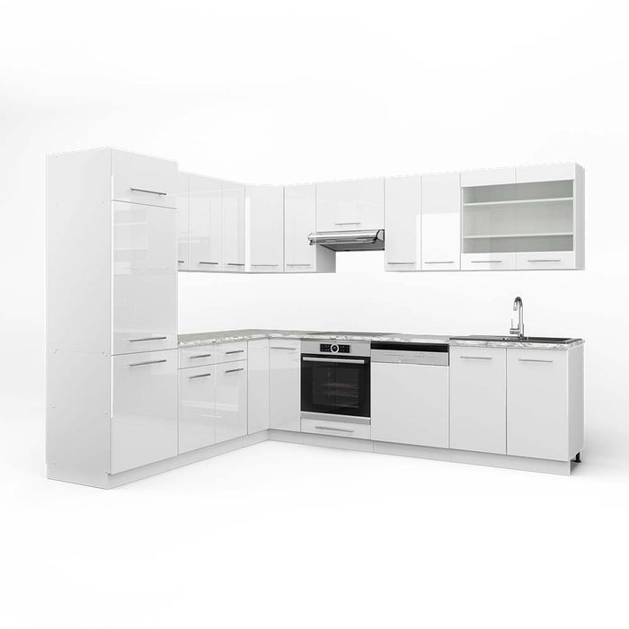 Vicco Cucina angolare completa Bianco lucido/bianco 227 x 287 cm , PL Marmo