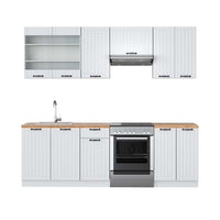 Vicco Cucina componibile Casa di campagna bianca/bianco 240 cm , PL Rovere
