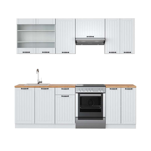 Vicco Cucina componibile Casa di campagna bianca/bianco 240 cm , PL Rovere