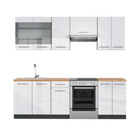 Vicco Cucina componibile Bianco lucido/antracite 240 cm , PL Rovere