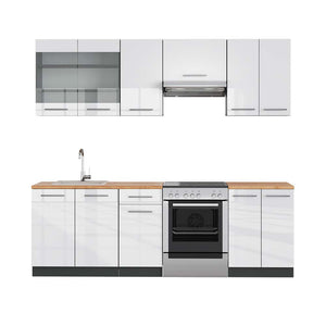 Vicco Cucina componibile Bianco lucido/antracite 240 cm , PL Rovere