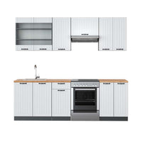 Vicco Cucina componibile Bianco casa di campagna/antracite 240 cm , PL Rovere