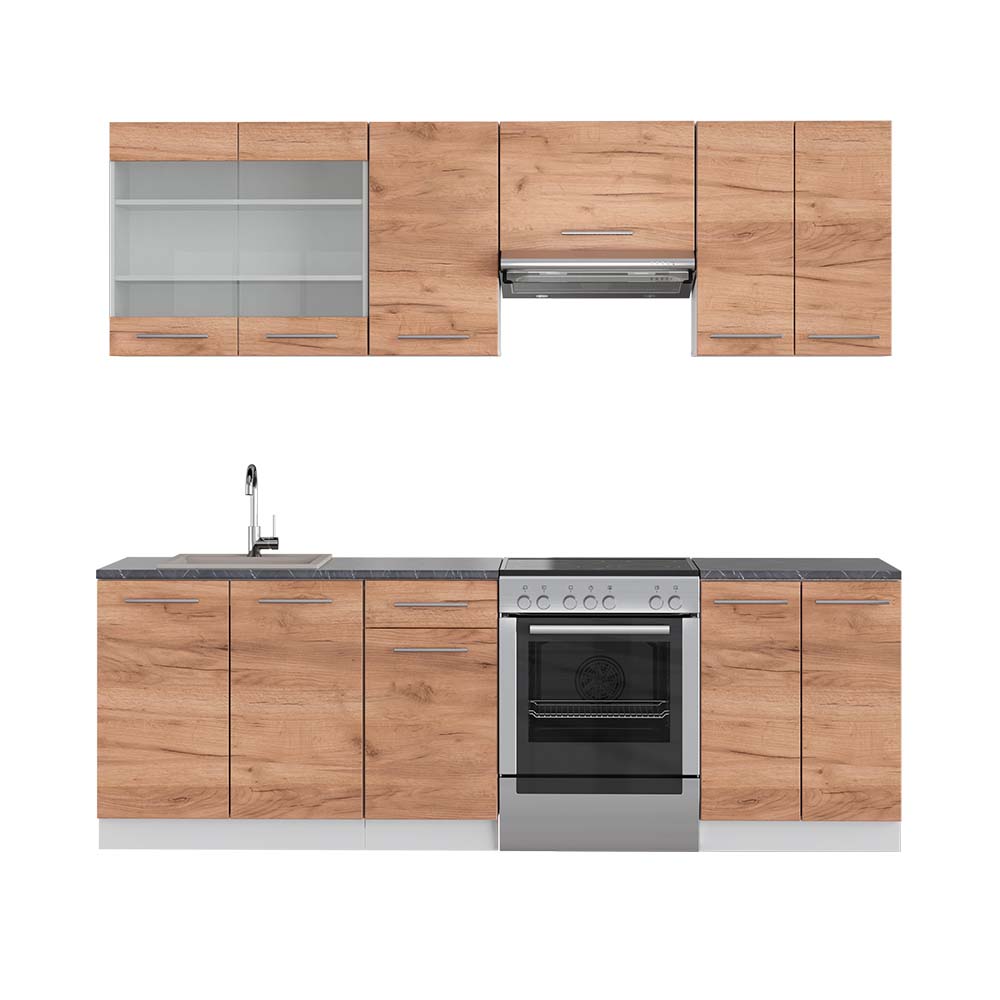 Vicco Cucina componibile Quercia dorata/bianco 240 cm , PL Antracite