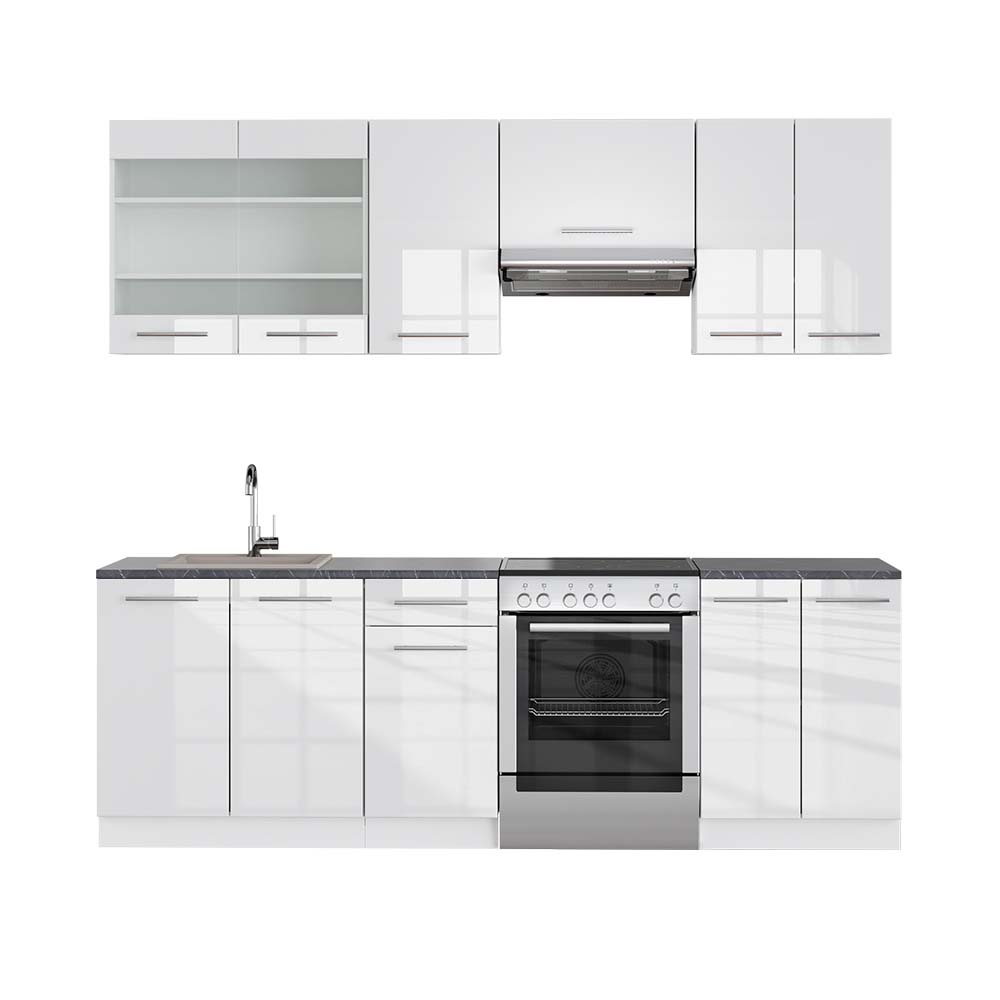 Vicco Cucina componibile Bianco lucido/bianco 240 cm , PL Antracite
