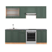 Vicco Cucina componibile Quercia verde-oro Country/oro Power 240 cm , PL Antracite