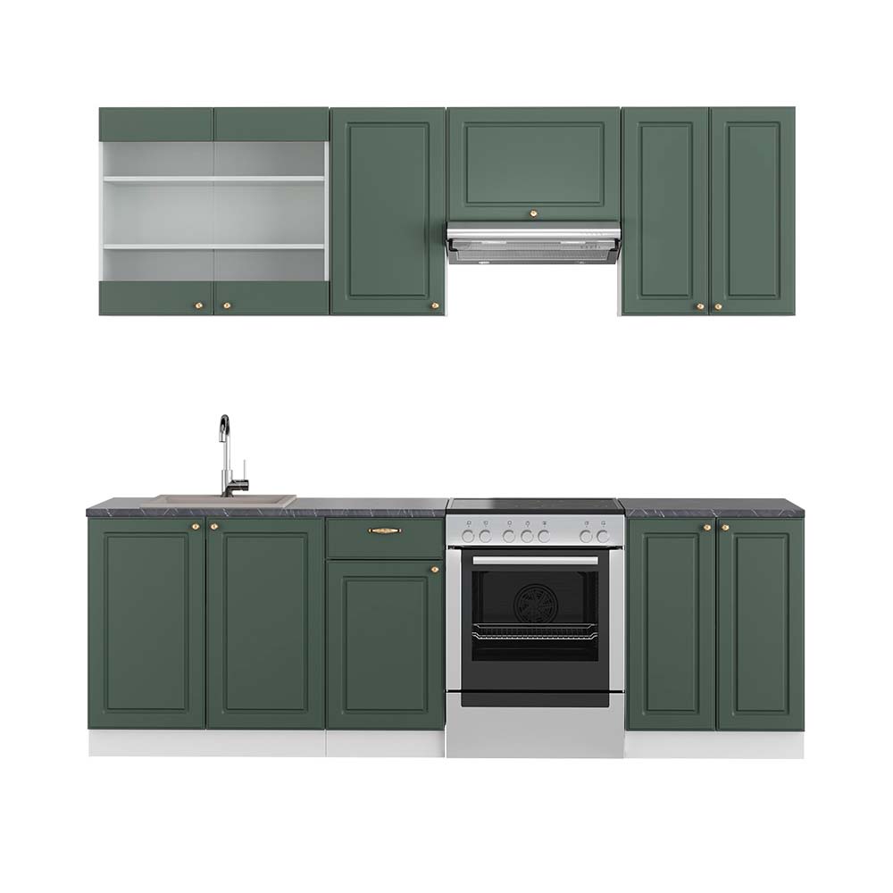 Vicco Cucina componibile Verde-oro Country House/Bianco 240 cm , PL Antracite