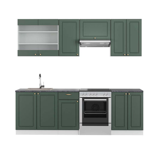 Vicco Cucina componibile Verde-oro Country House/Bianco 240 cm , PL Antracite