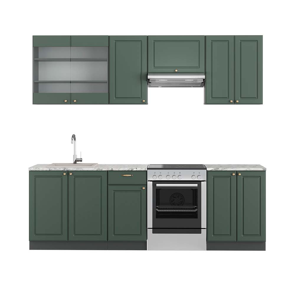 Vicco Cucina componibile Verde-oro Country House/Antracite 240 cm , PL Marmo