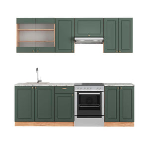 Vicco Cucina componibile Quercia verde-oro Country/oro Power 240 cm , PL Marmo