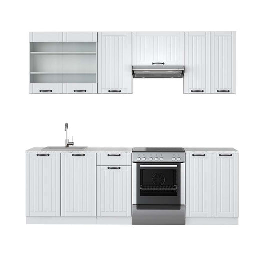 Vicco Cucina componibile Casa di campagna bianca/bianco 240 cm , PL Marmo