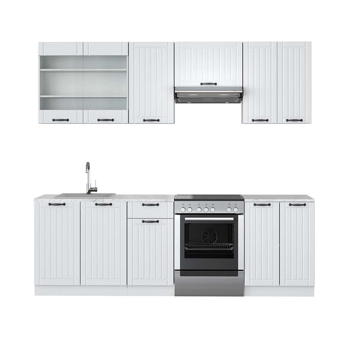 Vicco Cucina componibile Casa di campagna bianca/bianco 240 cm , PL Marmo