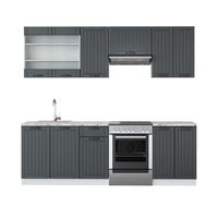 Vicco Cucina componibile Antracite casa di campagna/bianco 240 cm , PL Marmo