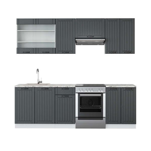 Vicco Cucina componibile Antracite casa di campagna/bianco 240 cm , PL Marmo