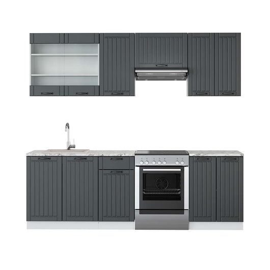 Vicco Cucina componibile Antracite casa di campagna/bianco 240 cm , PL Marmo